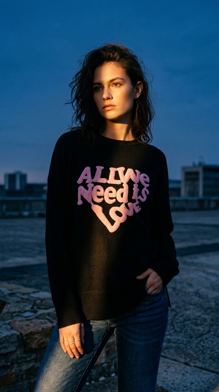 AI product shot of Pulli All we need is love Schwarz