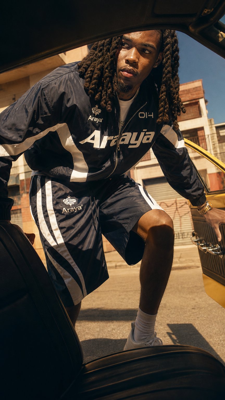 AI product shot of 3/4th Quarter Length "014" Navy Blue Short Set
