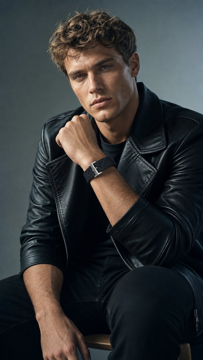 AI product shot of Signature FKM Tropic Black – Uhrenarmband Fluorkautschuk Gummi 20/22mm mit Quick Release