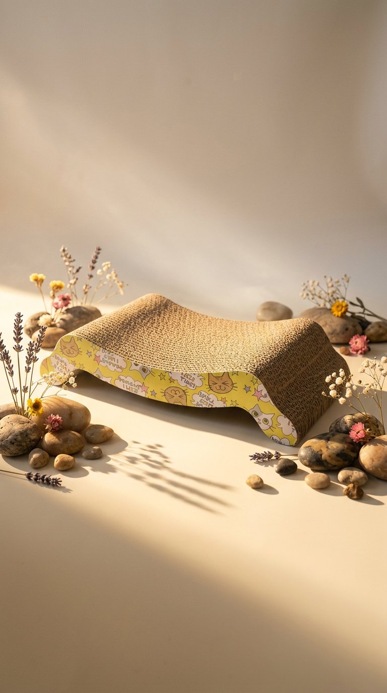 AI product shot of Mumoo Bear Cat Scratching Board Lounger Sofa Bed, Reversible Pads - Premium Cardboard Construction