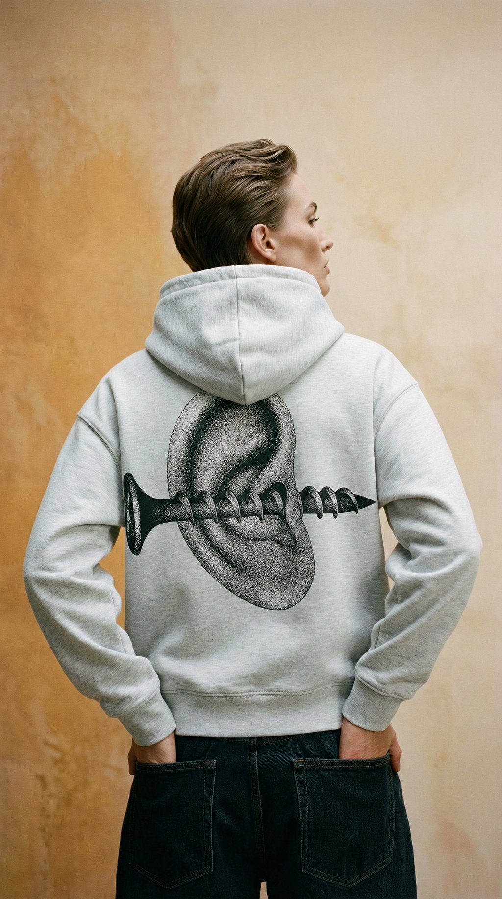 AI product shot of Obey Disorder Extra Heavy Hooded Sweater Ash Grey