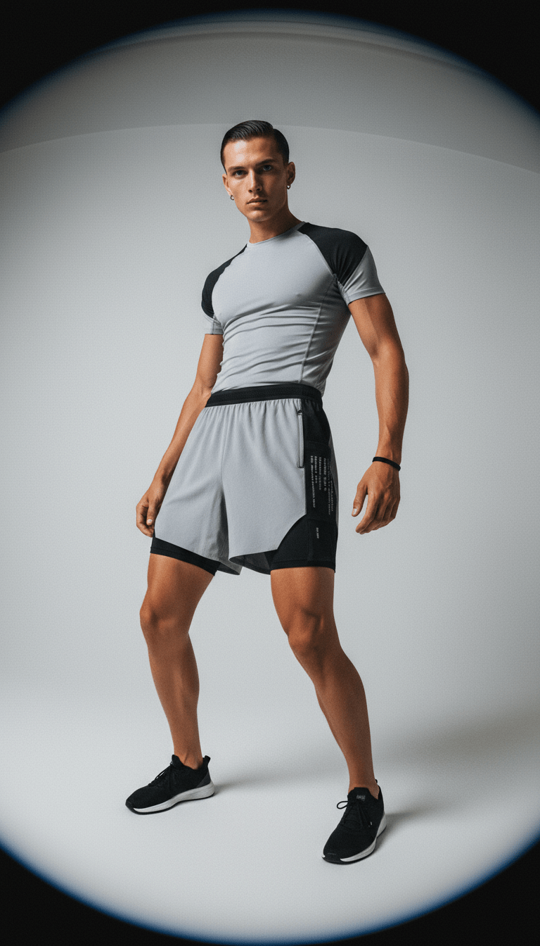 AI product shot of 0953. Aerotex™ Hybrid Liner Short - Slate Grey/Black