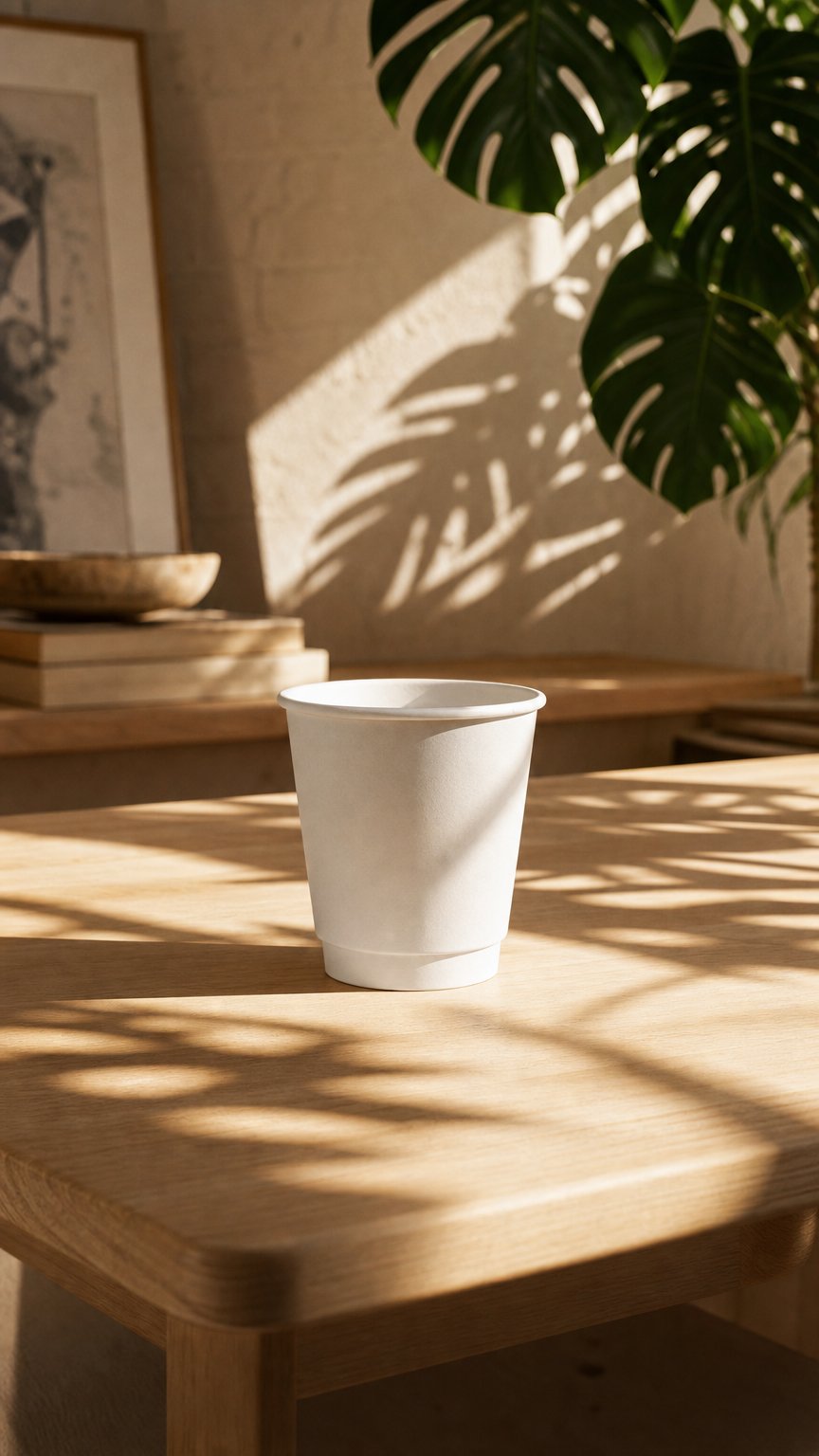 AI product shot of UNIQ 10 oz Double Wall White Paper Coffee Cups - 500/Case