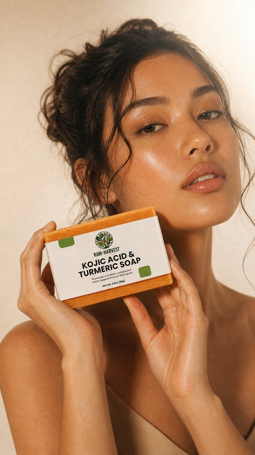 AI product shot of Kojic Acid & Turmeric Soap