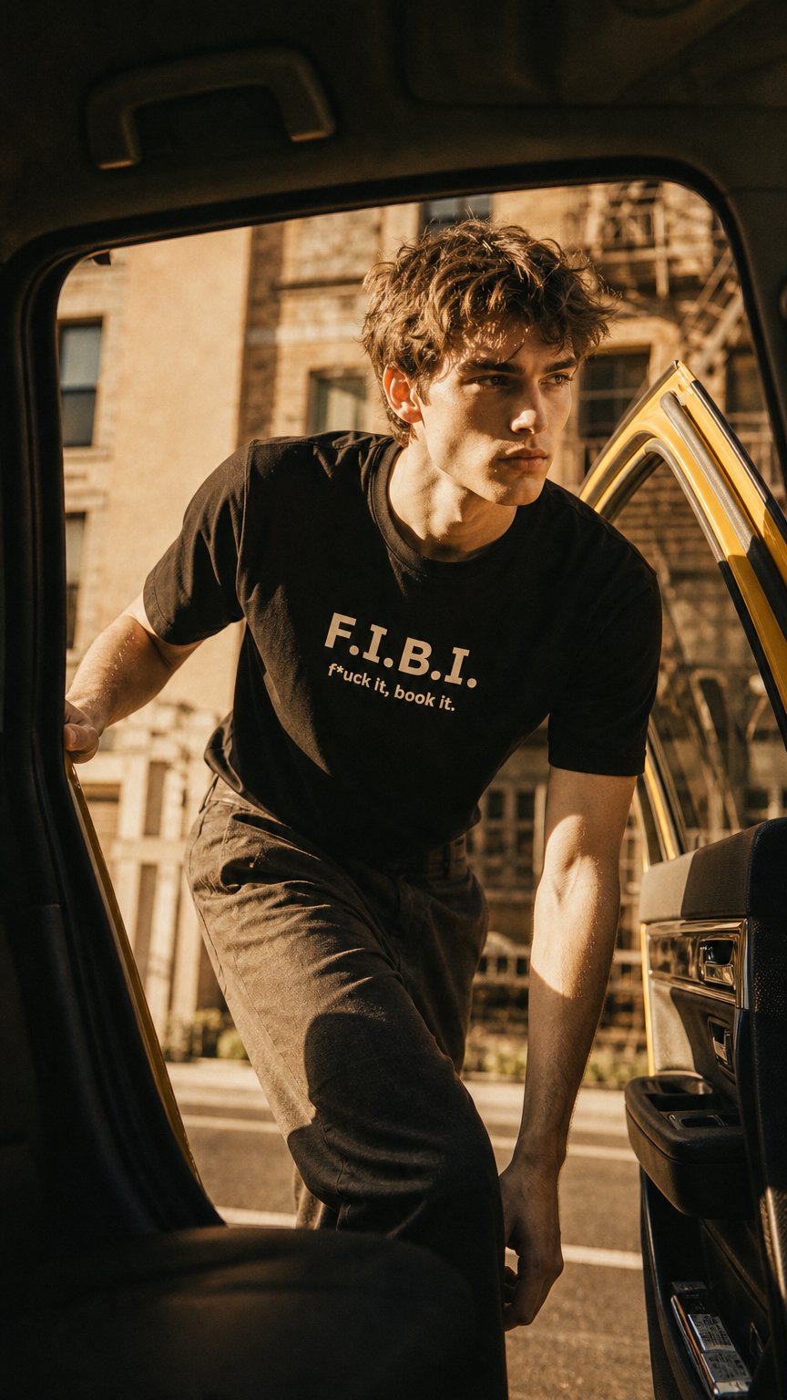 AI product shot of F.I.B.I. (f*uck it, book it.) / Tee