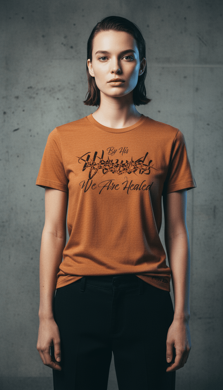 AI product shot of By His Wounds Unisex