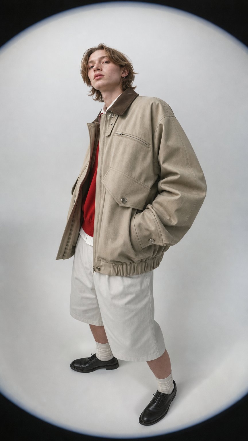 AI product shot of HERITAGE HUNTING JACKET_BEIGE
