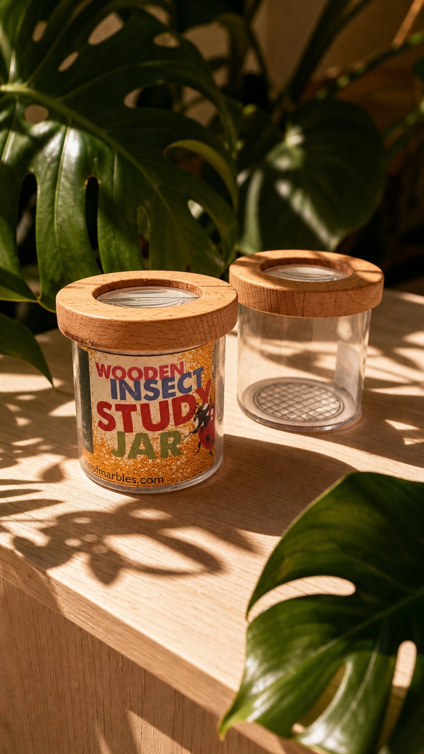 AI product shot of Wooden Insect Study Jar