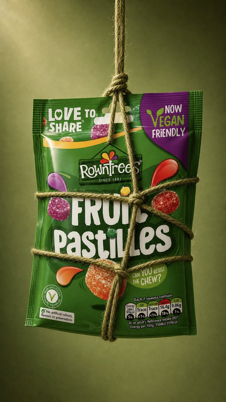 AI product shot of Rowntrees Fruit Pastille Pouch 143g