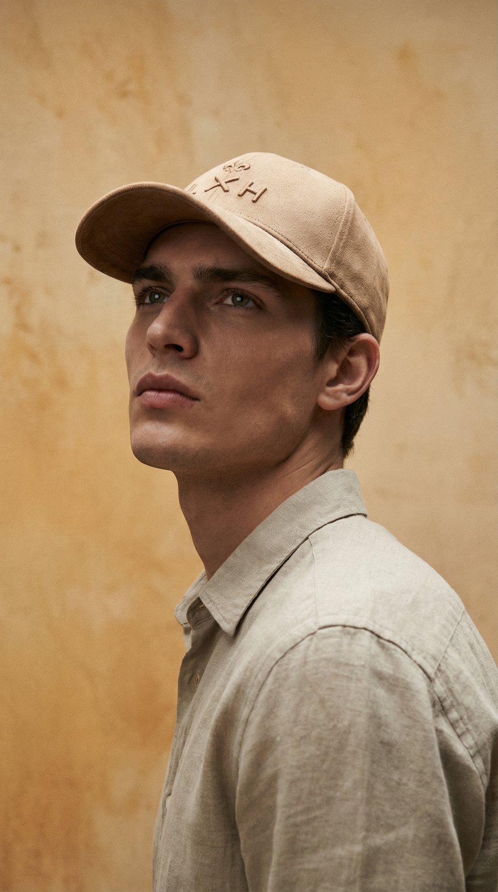 AI product shot of Camel Tone-on-Tone Suede Heritage Cap