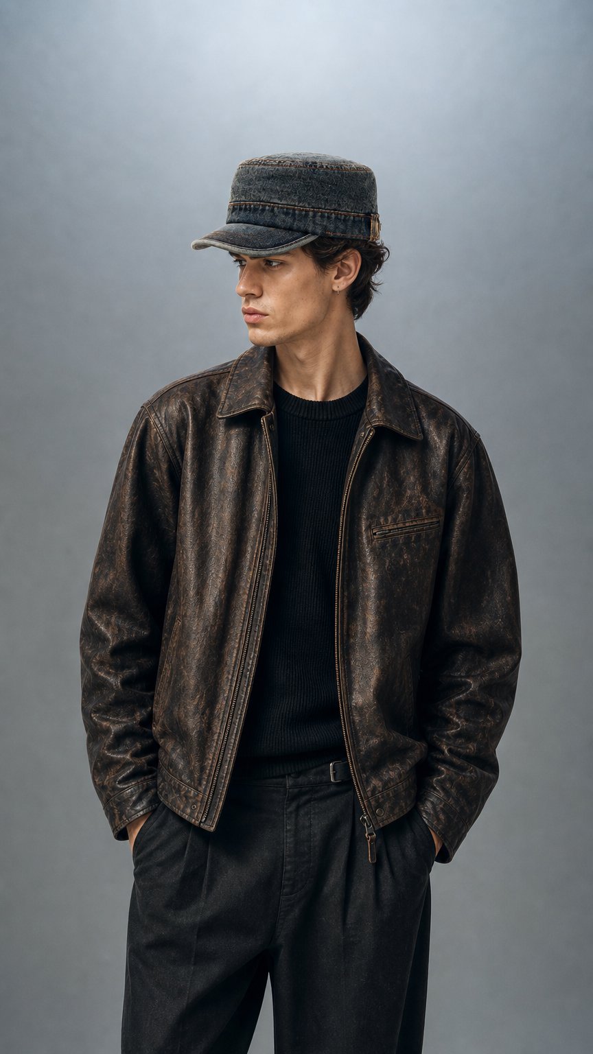 AI product shot of Denim Army Cap