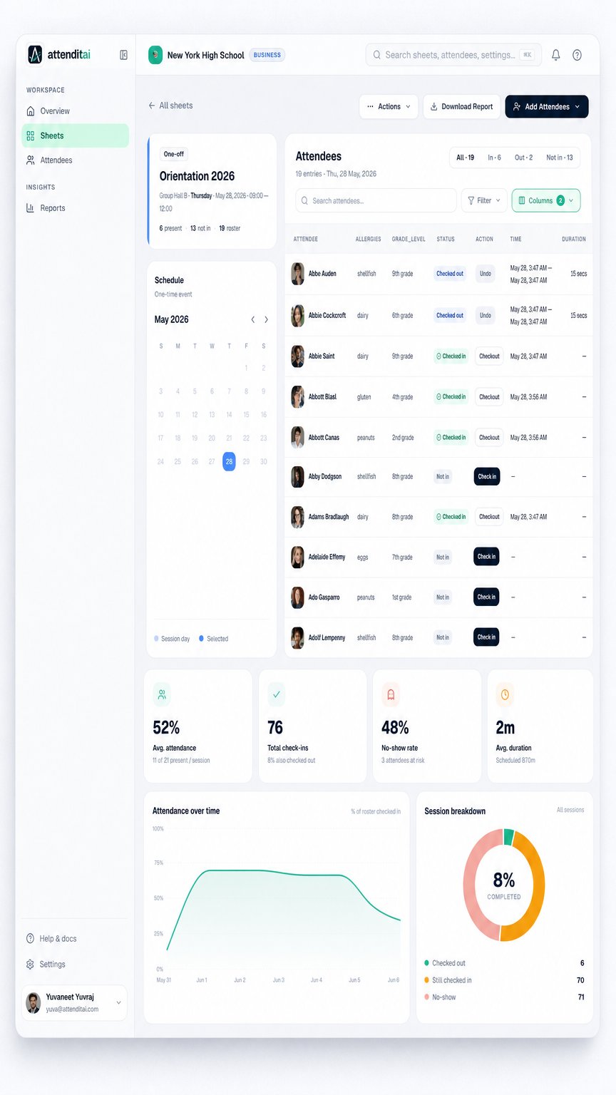 AI product shot of Attenditai Attendance Tracking Software