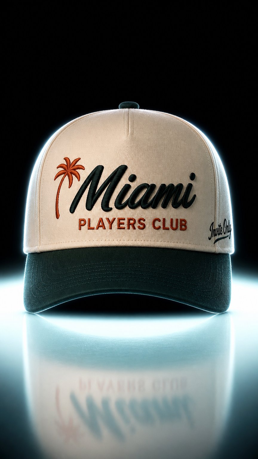 AI product shot of Miami Players Club Cap