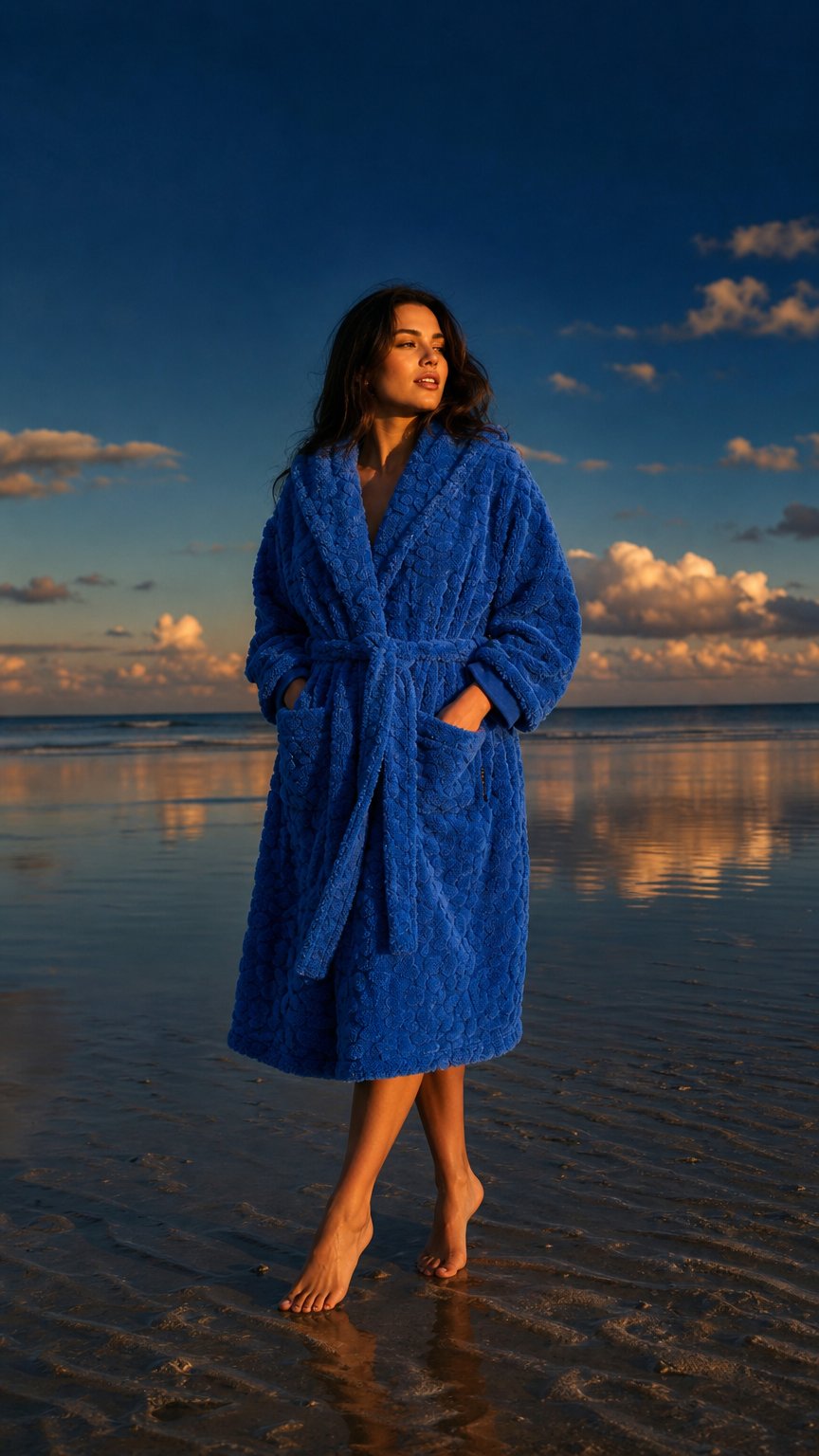 AI product shot of Leona Hooded Blue Gown