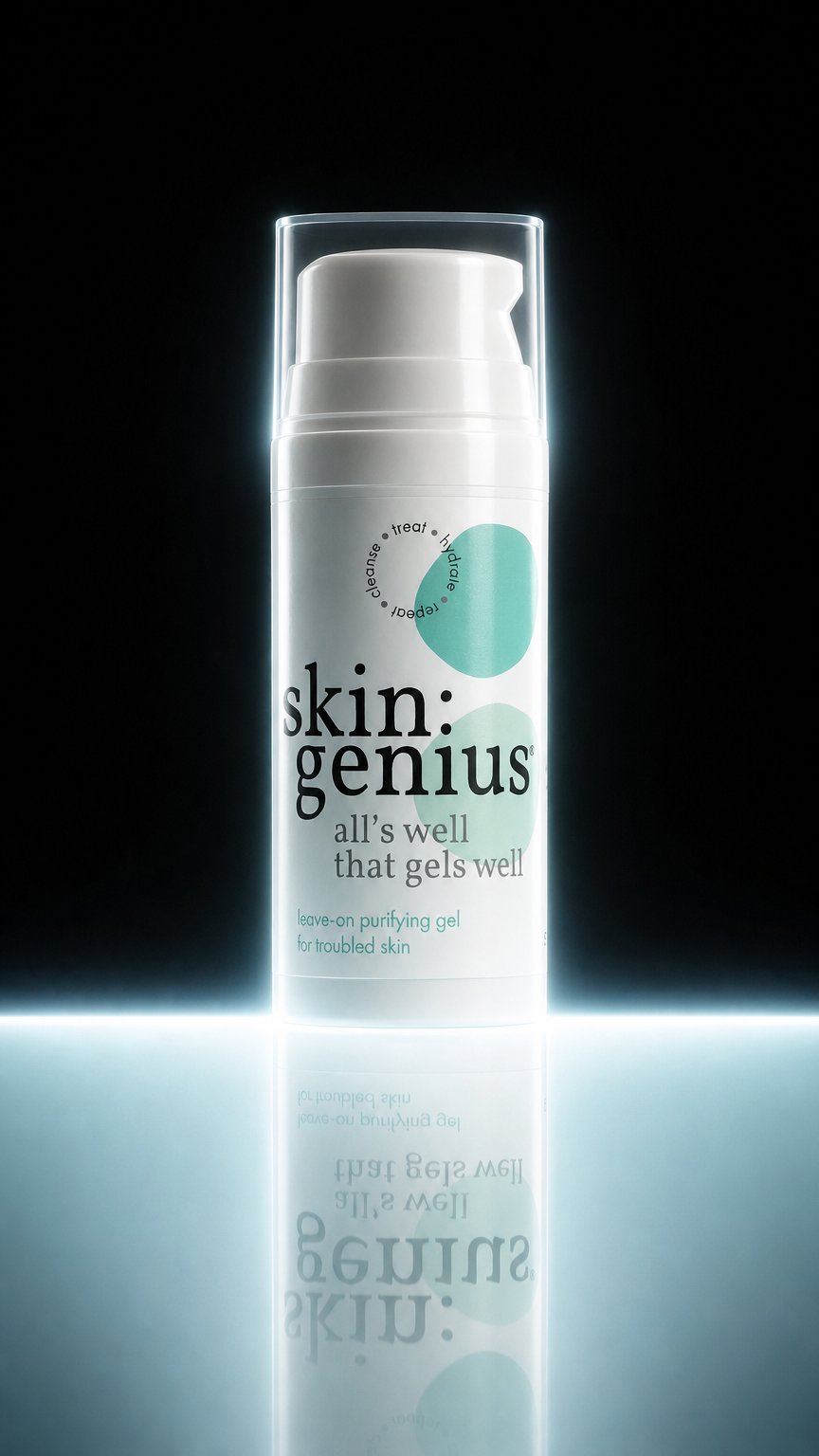AI product shot of 'all's well that gels well' purifying gel