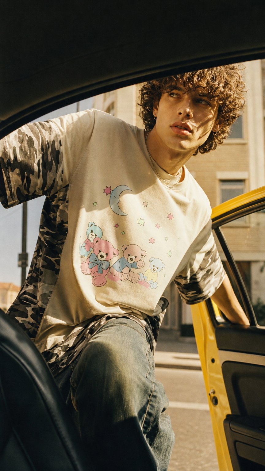 AI product shot of [Campaign] Balenciaga Love Bear Double Layer Camouflage T-shirt (XS) - New w/ Tags