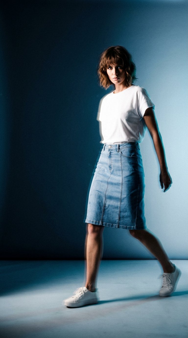 AI product shot of Poppy Skirt - Light Denim