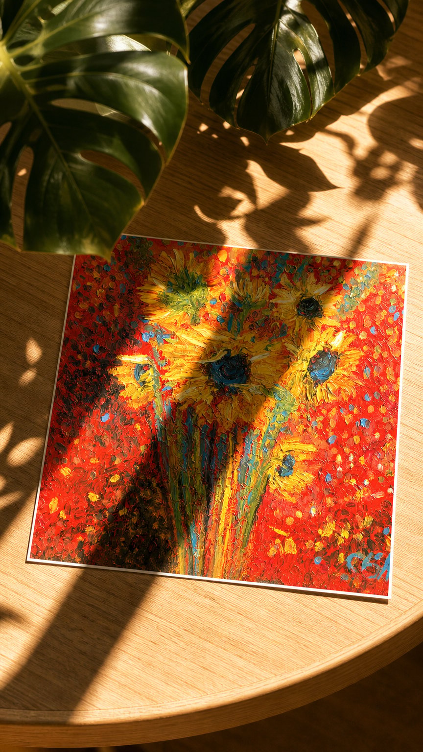AI product shot of Red Sunflowers (Print)