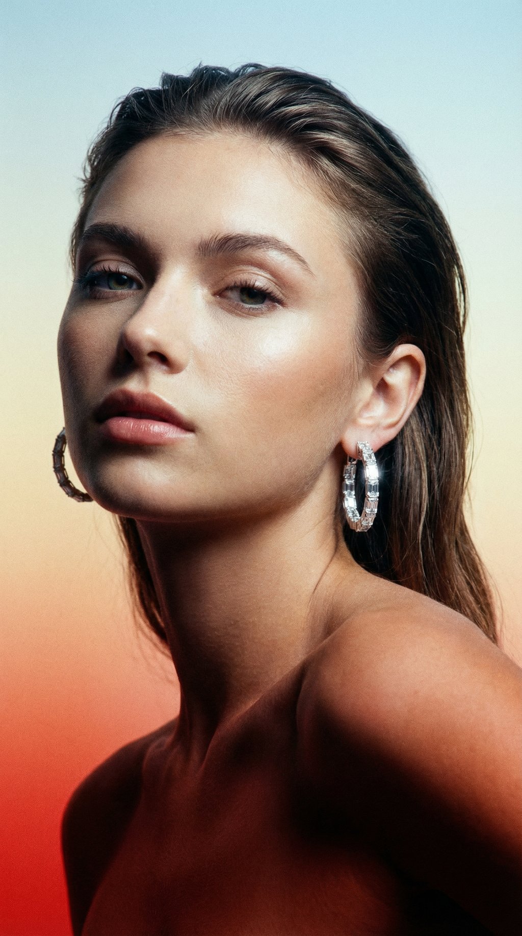 AI product shot of Galilea Emerald Diamond Hoop Earrings (2 7/8 ct. tw.)