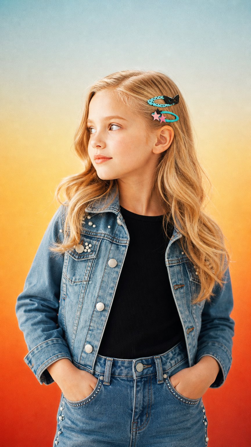 AI product shot of Girl Power Superhero Hair Clip Set