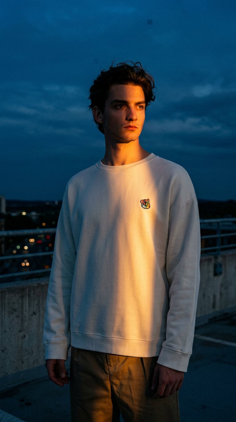 AI product shot of Teddy premium sweatshirt pearl
