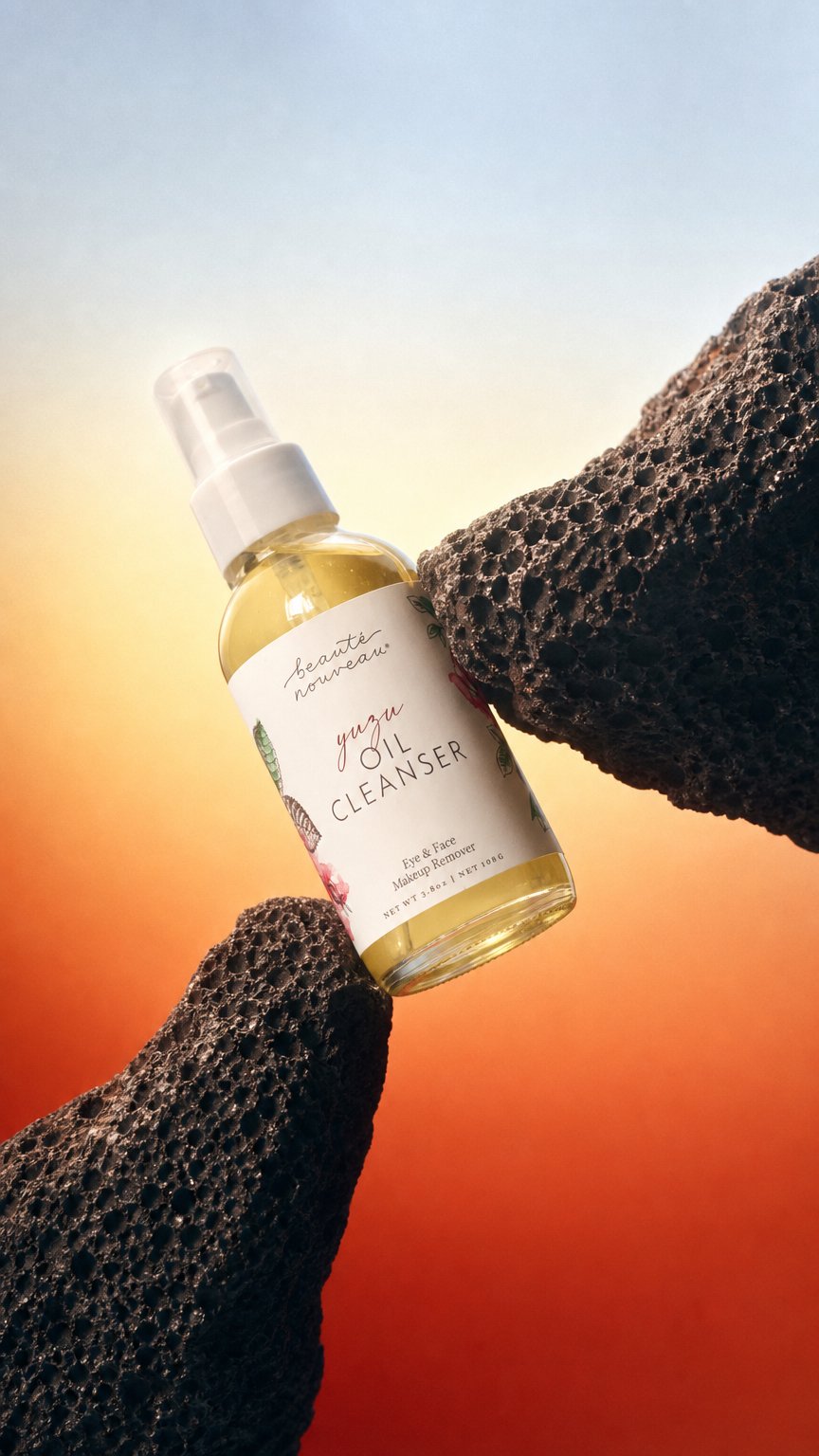 AI product shot of Yuzu Oil Cleanser