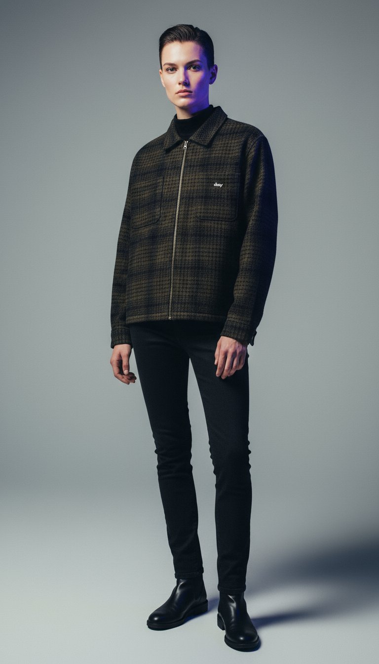 AI product shot of Obey Parker Zip Shirt Jacket Rosin