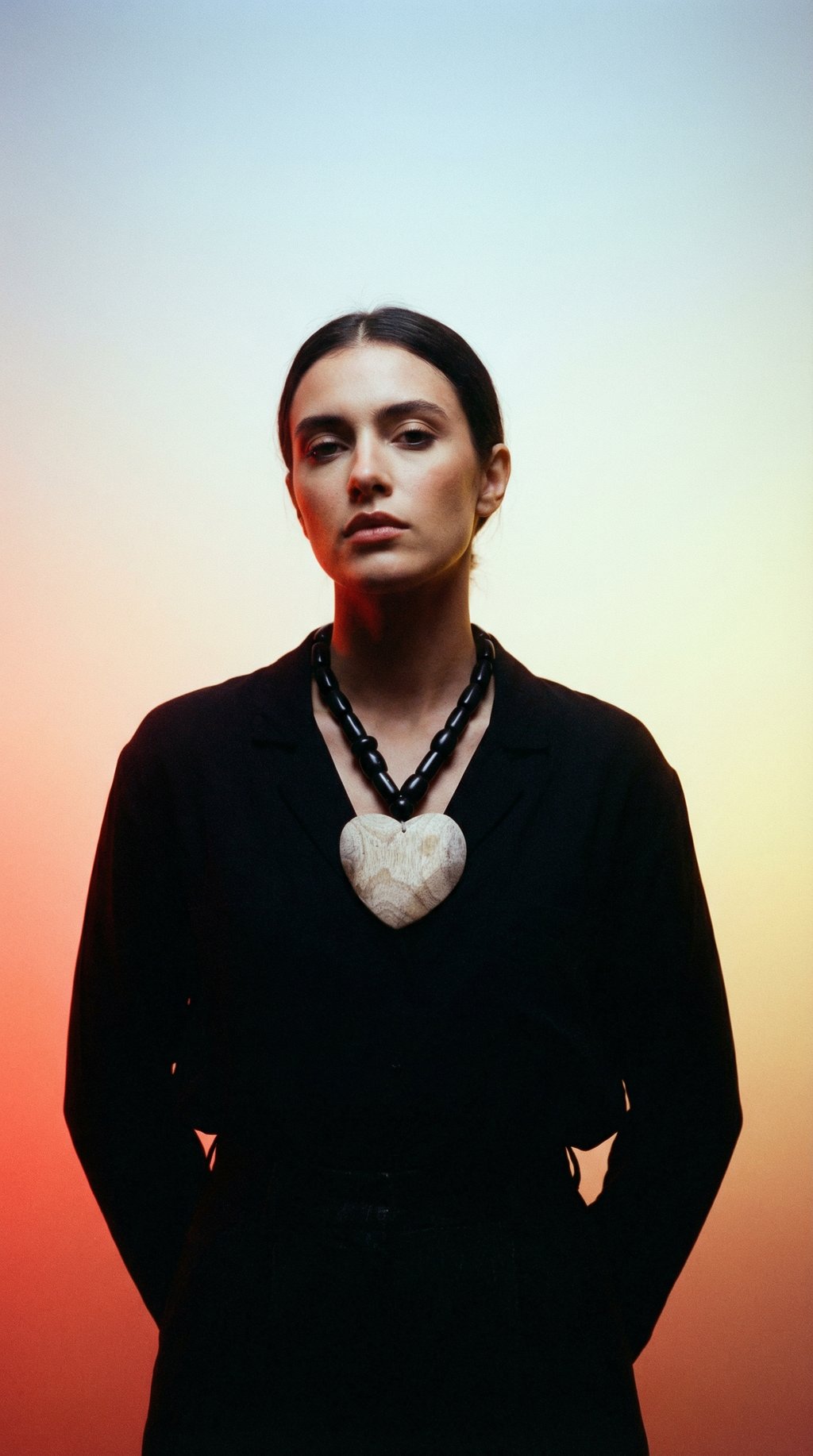 AI product shot of Black Beaded Heart Strand