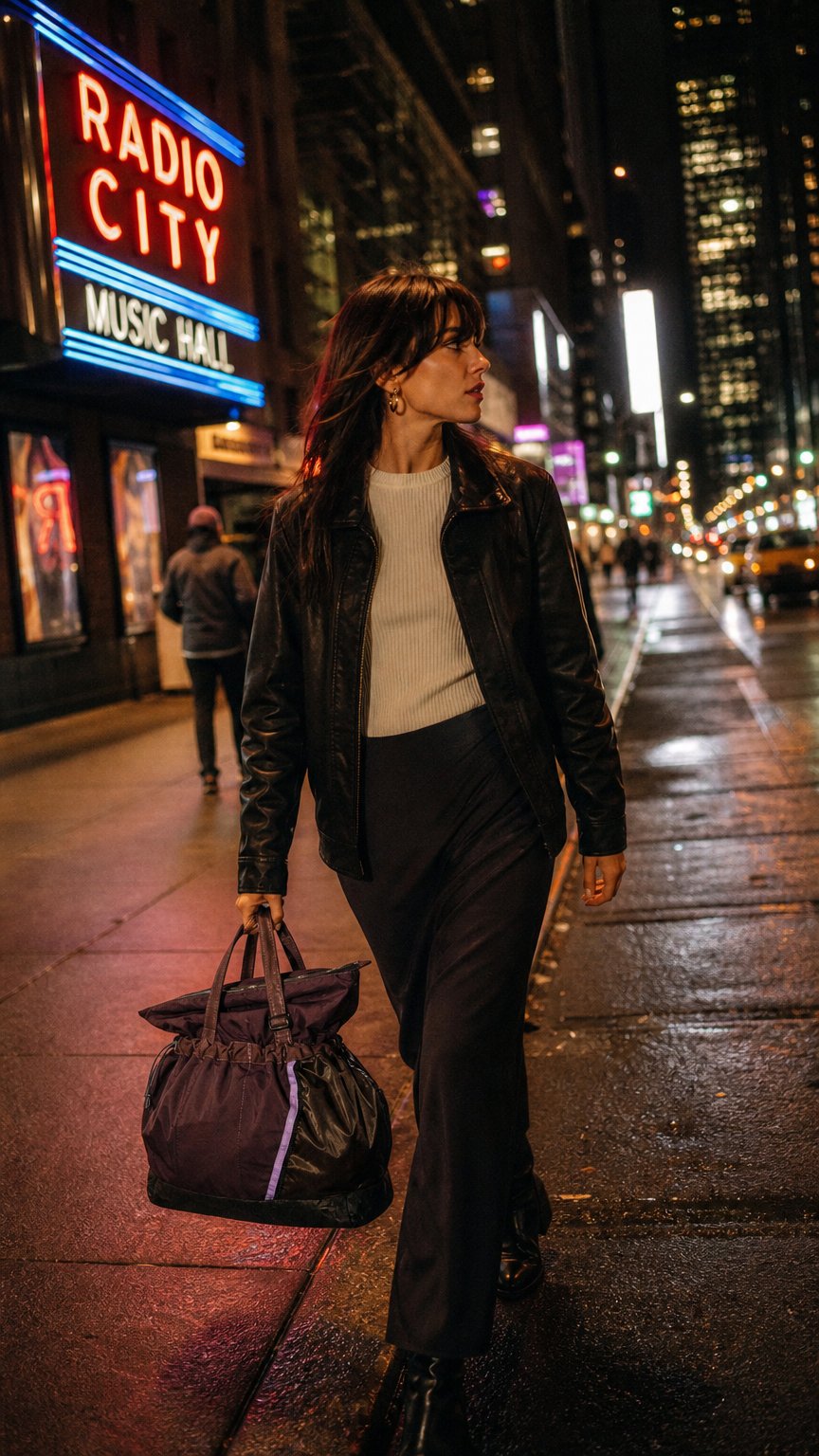 AI product shot of Purple Italian Nylon Slouch Tote Pre-Order
