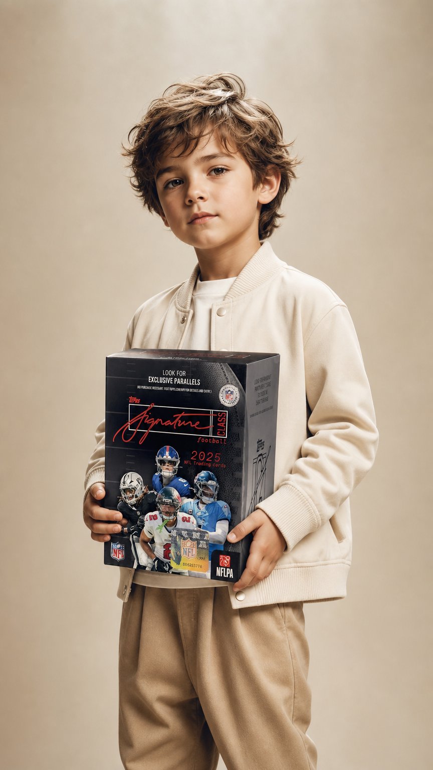 AI product shot of 2025 Topps Signature Class Football Blaster Box