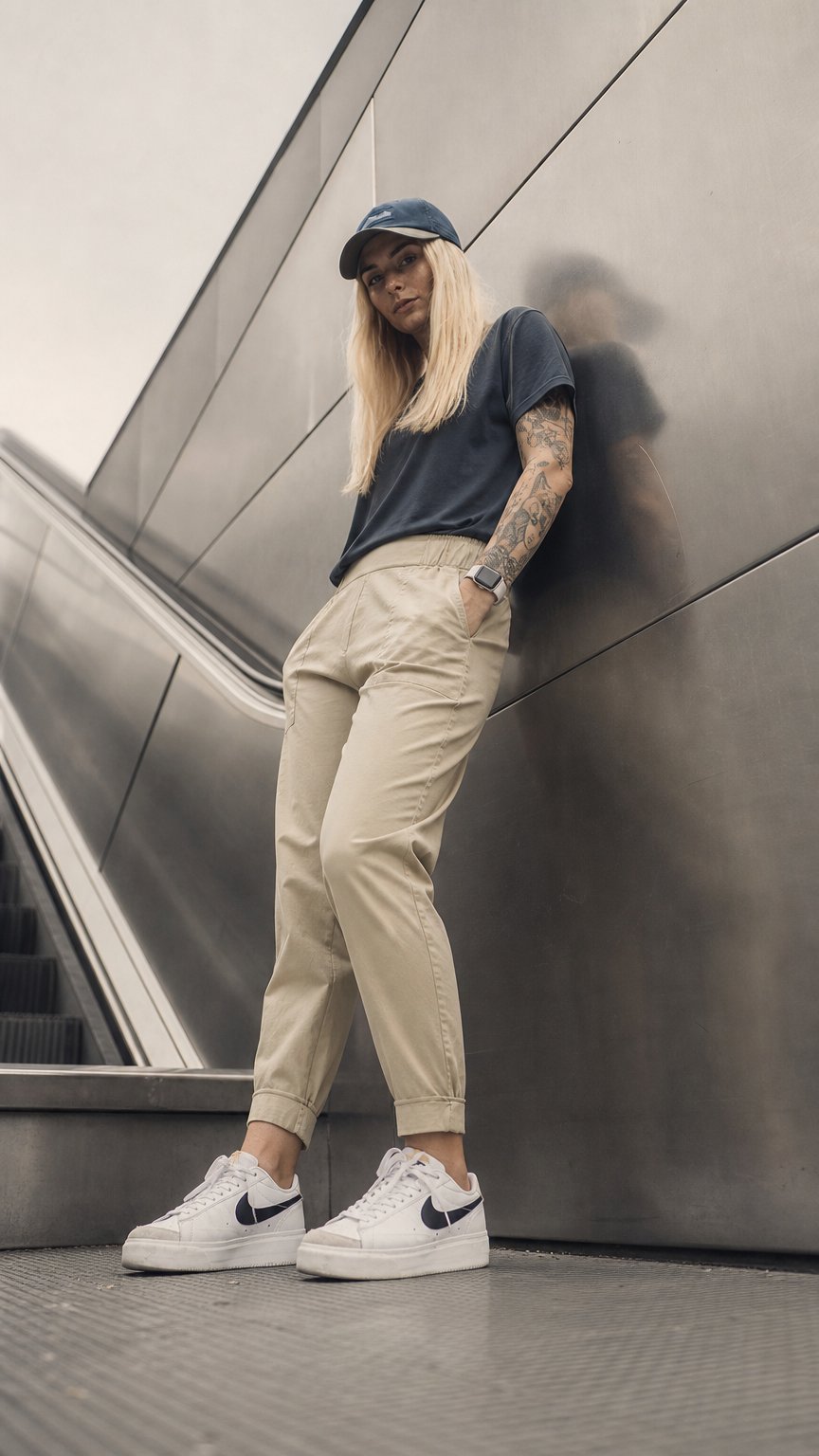 AI product shot of Spodnie damskie FLOV Banao Lady jasno brązowe