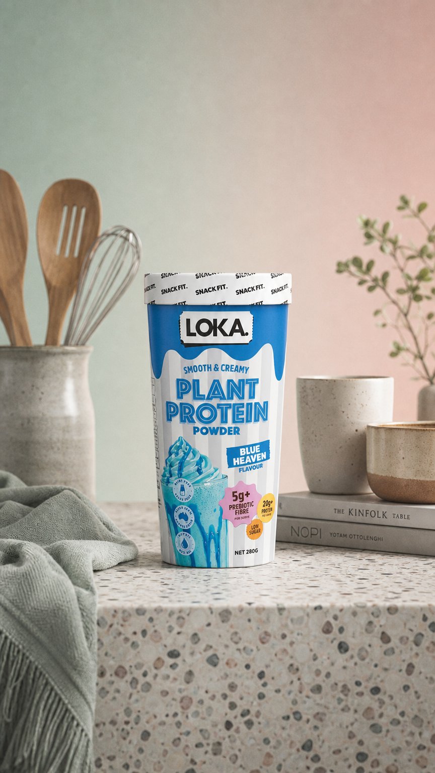 AI product shot of LOKA POWDER - BLUE HEAVEN 280G