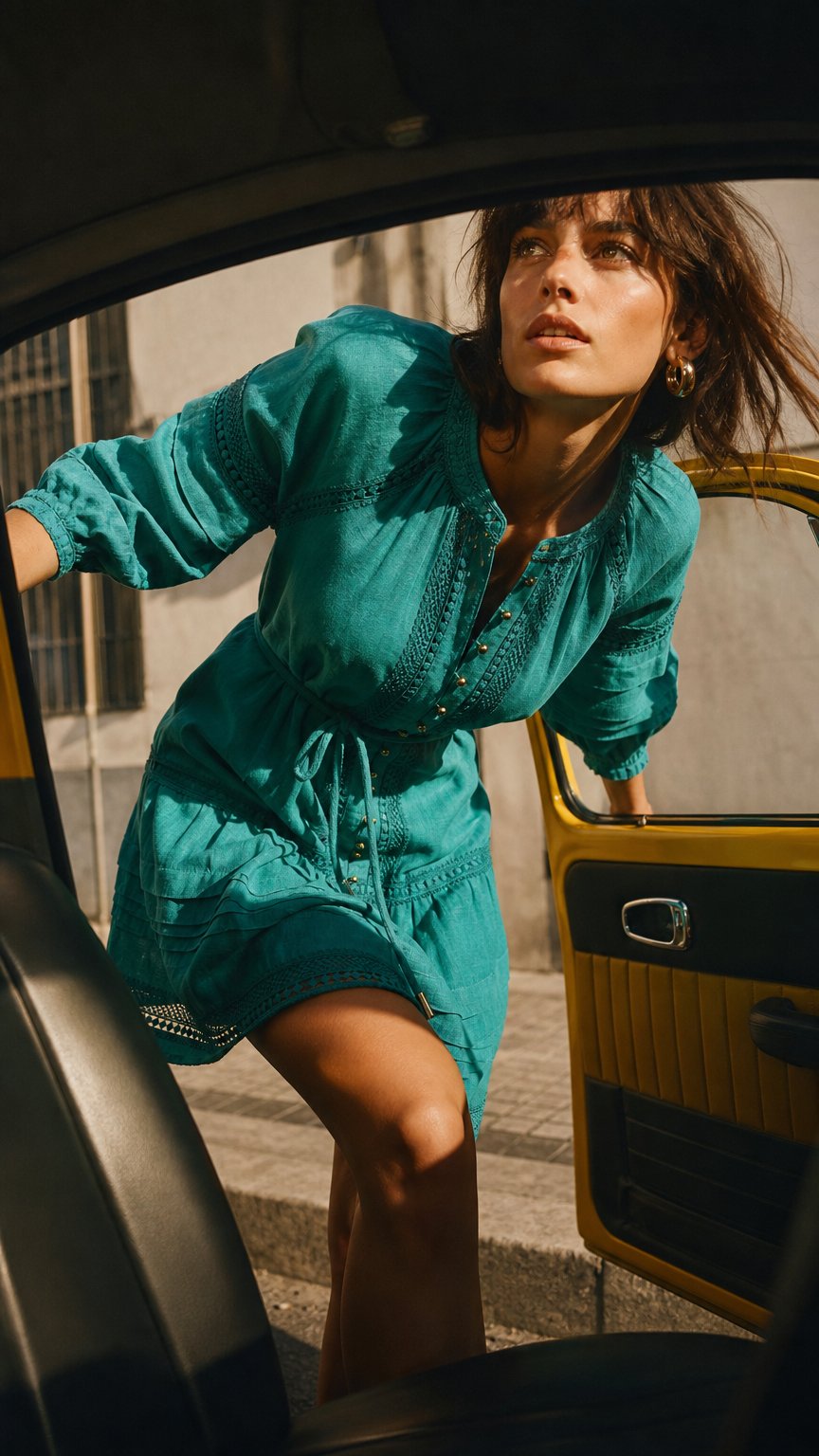 AI product shot of Jostle Dress - Cedar