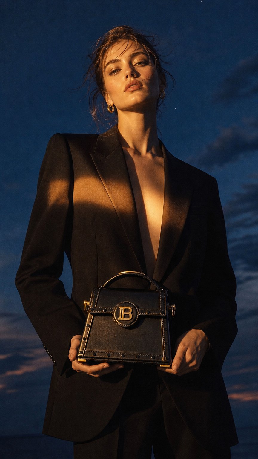 AI product shot of Black Calfskin Handbag