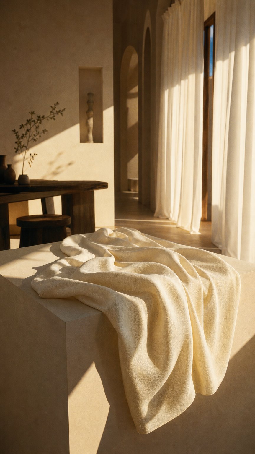 AI product shot of 100% Cotton Muslin - Natural Unbleached