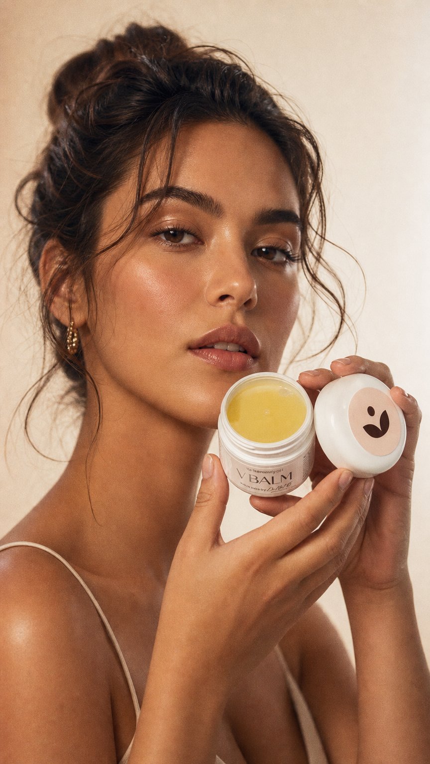 AI product shot of V BALM Vulva Balm by Dr Nat B 50g