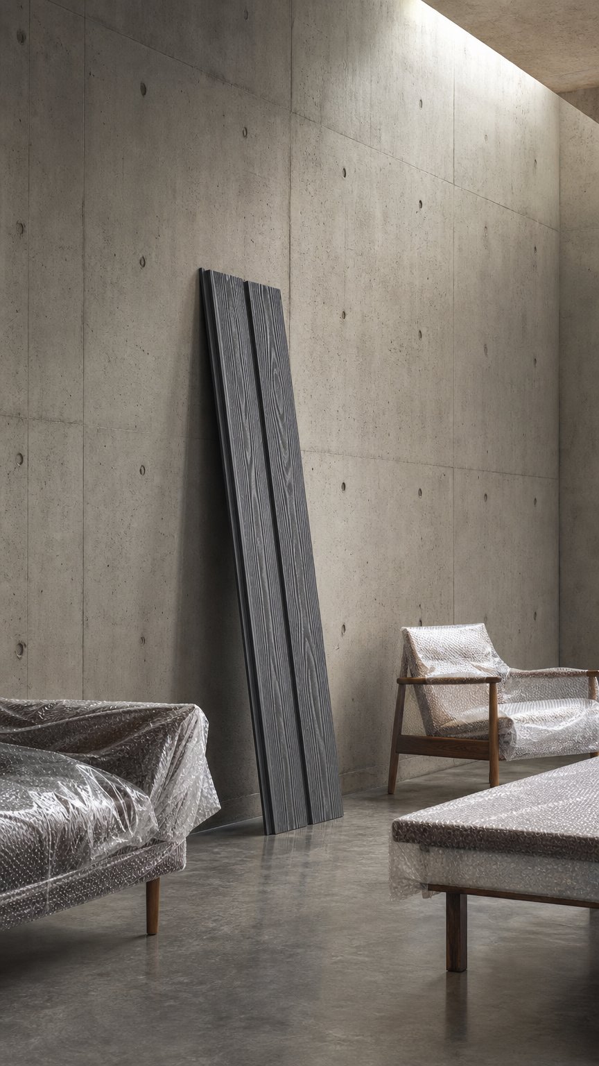 AI product shot of Silver Grey Composite Woodgrain Cladding