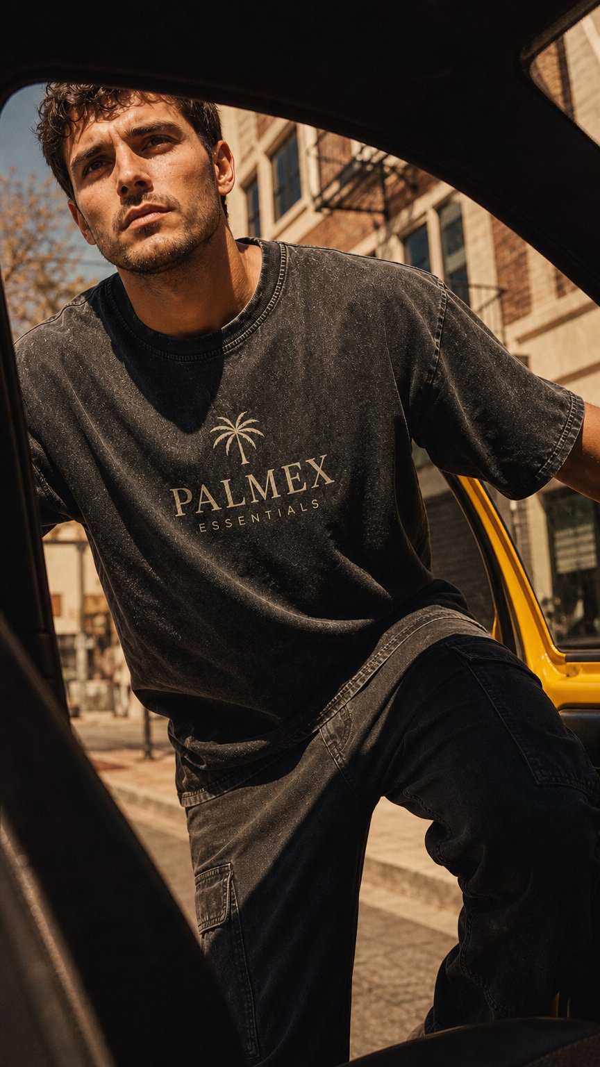 AI product shot of Palmex Essentials Washed Oversize T-Shirt