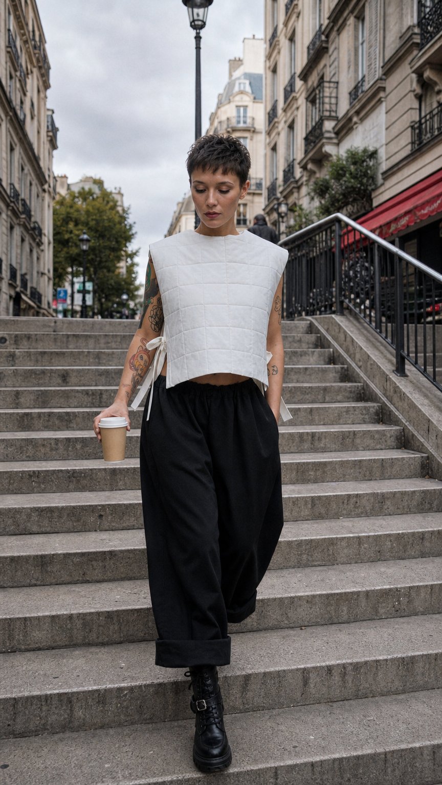 AI product shot of Cropped Vest With Side Ribbons