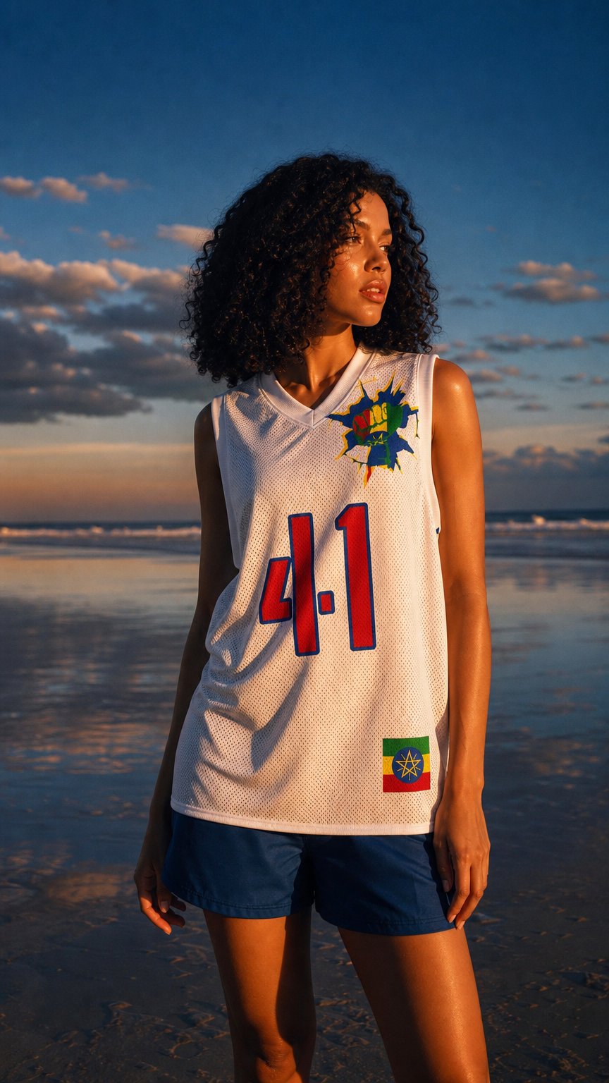 AI product shot of Ethiopia Flag (White) Premium Sport Jersey Tank Top