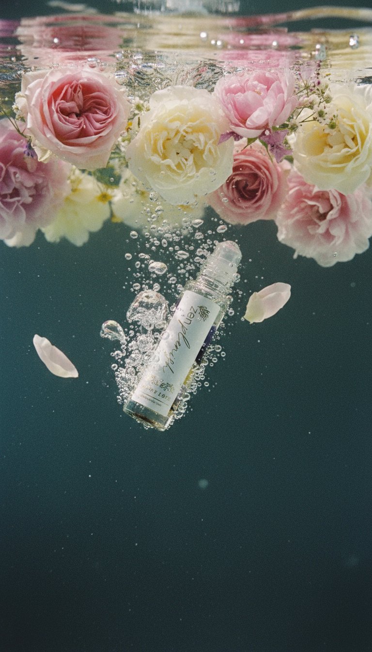 AI product shot of CLEAN LUXURY ESSENTIAL OIL ROLL-ON - DIVINE LOVE