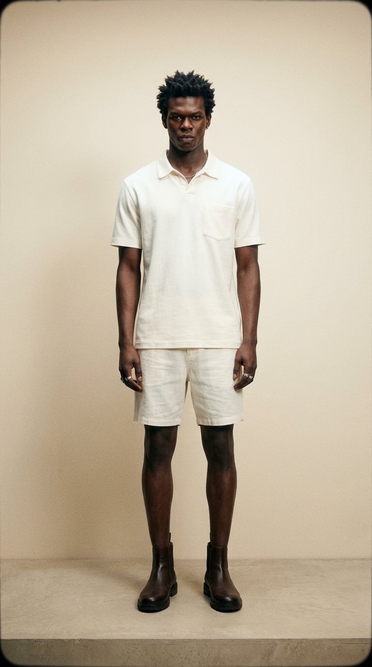 AI product shot of פולו REGULAR FIT קנבוס - כותנה
