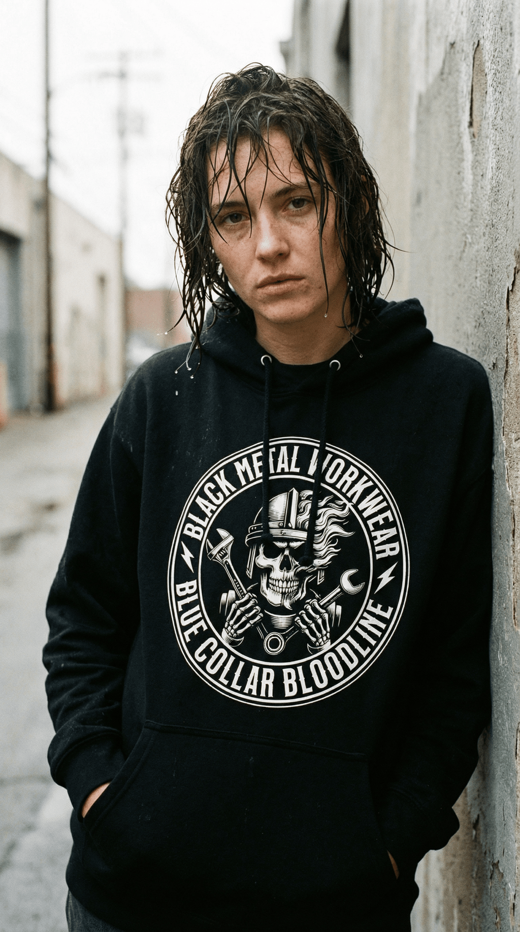 AI product shot of Not Built For a Desk Job Hoodie