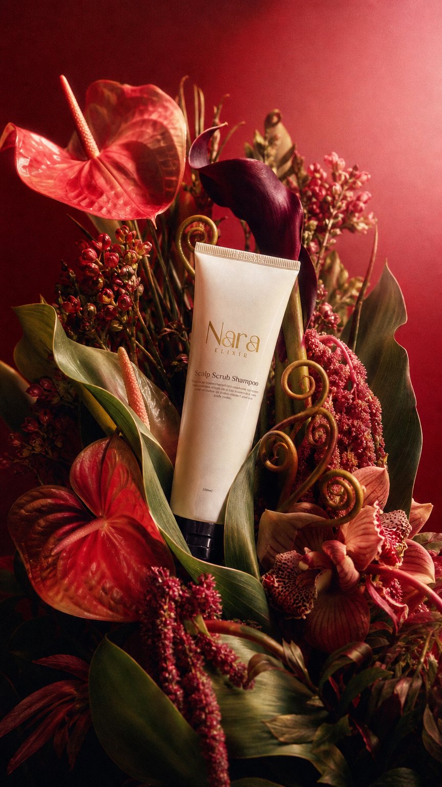 AI product shot of Nara Elixir – skincare and haircare product