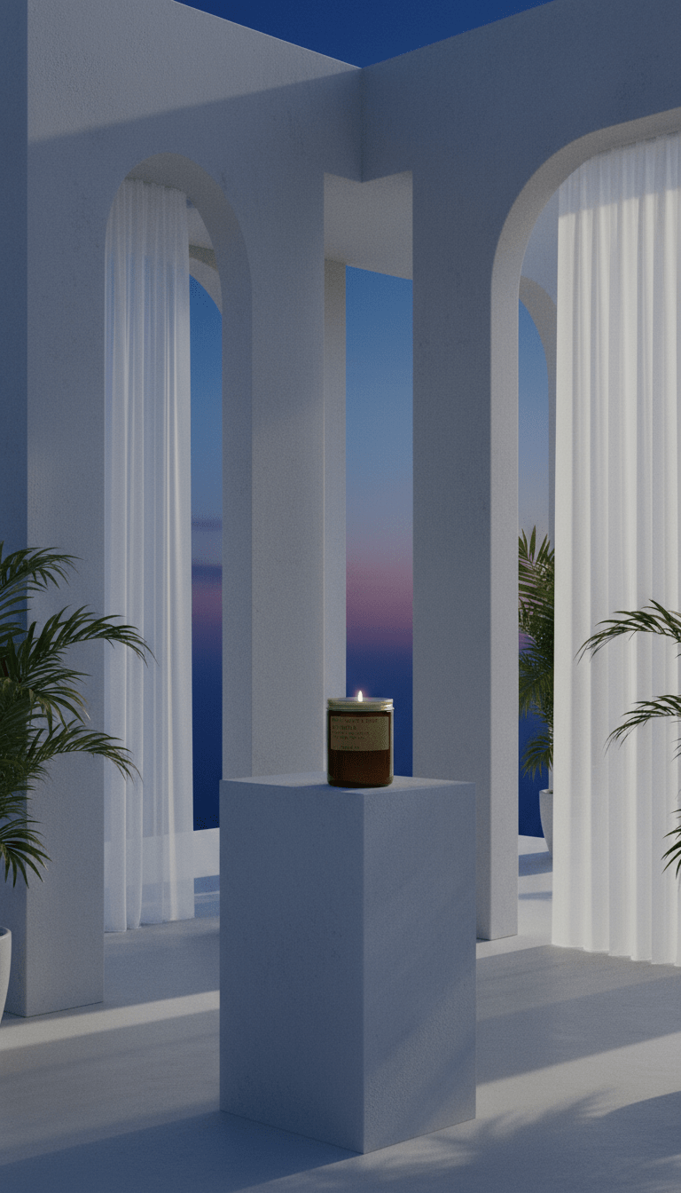 AI product shot of Amber & Moss Standard Candle
