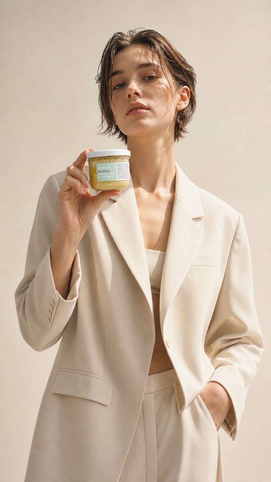 AI product shot of Bamboo Milk Meersalz Peeling