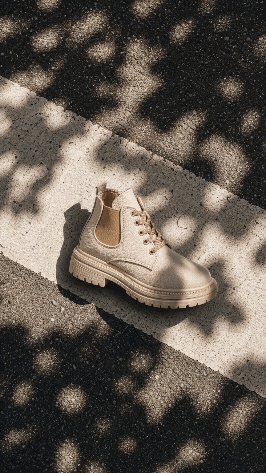 AI product shot of Band Women's Half Boots – Beige | Shozetta #7330