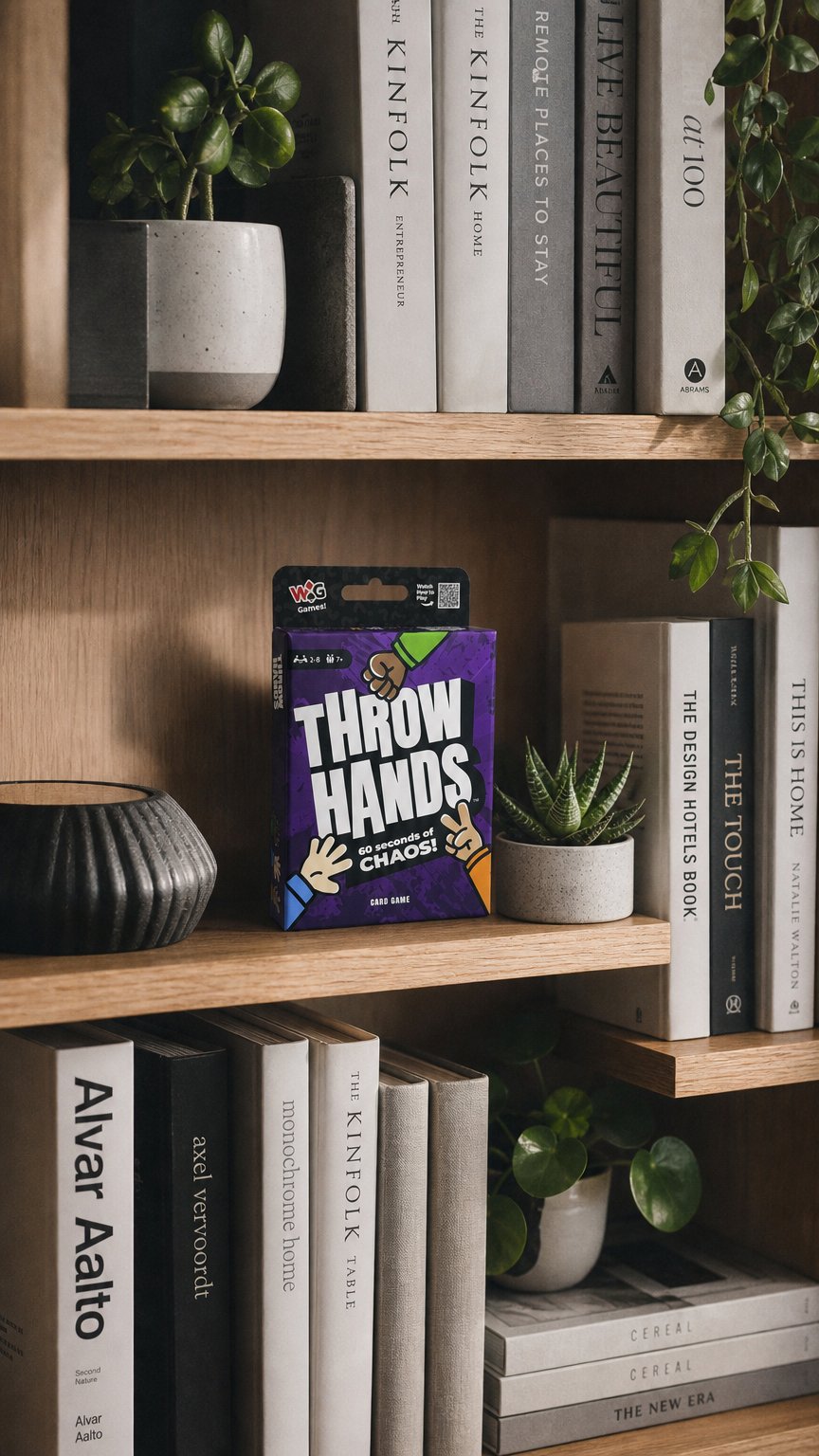 AI product shot of Throw Hands – The Absurdly Fast and Absolutely Chaotic Card-Shedding Game for 2 to 8 Players – 60 Second Card Game for Friends, Families, and Game Night – Ages 7+