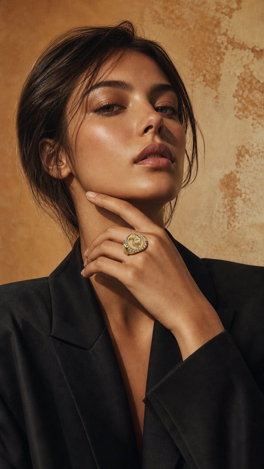 AI product shot of Fleara Eagle Gold Chunky Ring
