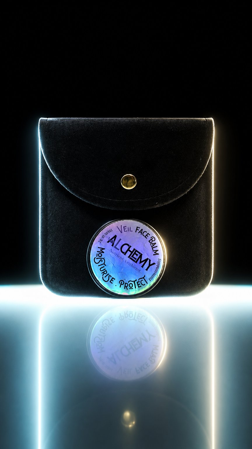 AI product shot of Veil Face Balm 15g Box of 5 (Complimentary Elegant Back Velvet Pouch)